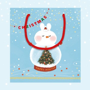 [FP21A-1] 크리스마스 눈사람 쇼핑백 10매